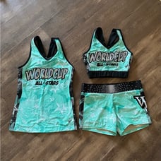 World Cup Varsity gym wide MINT practice wear set bra, shorts & tank Adult S/M