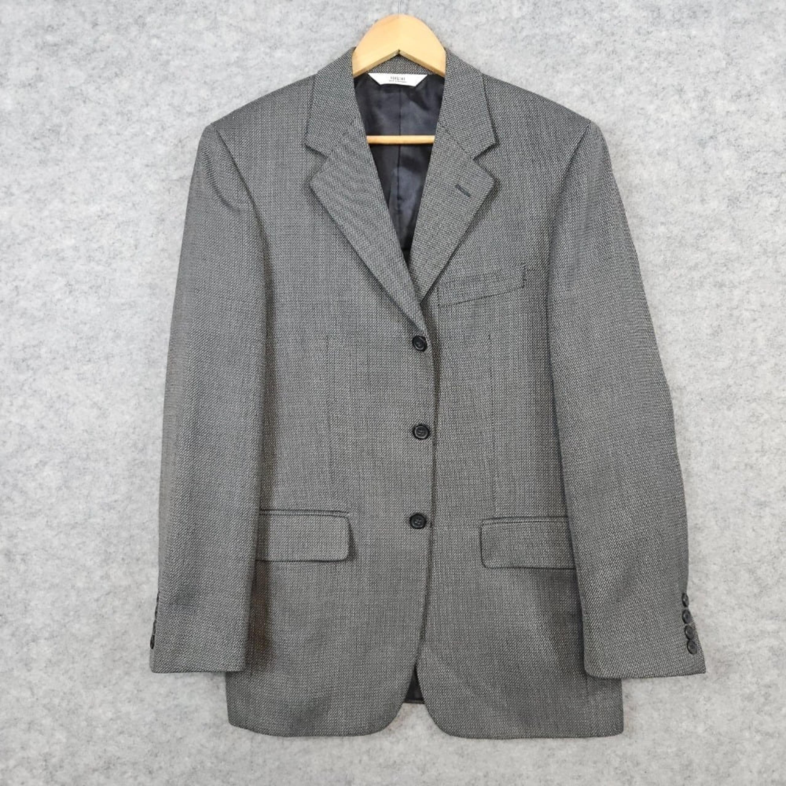 Versini Men's Blazer Gray Nailhead Size 36R (ACTUAL 38R) Polyester/Wool Preppy