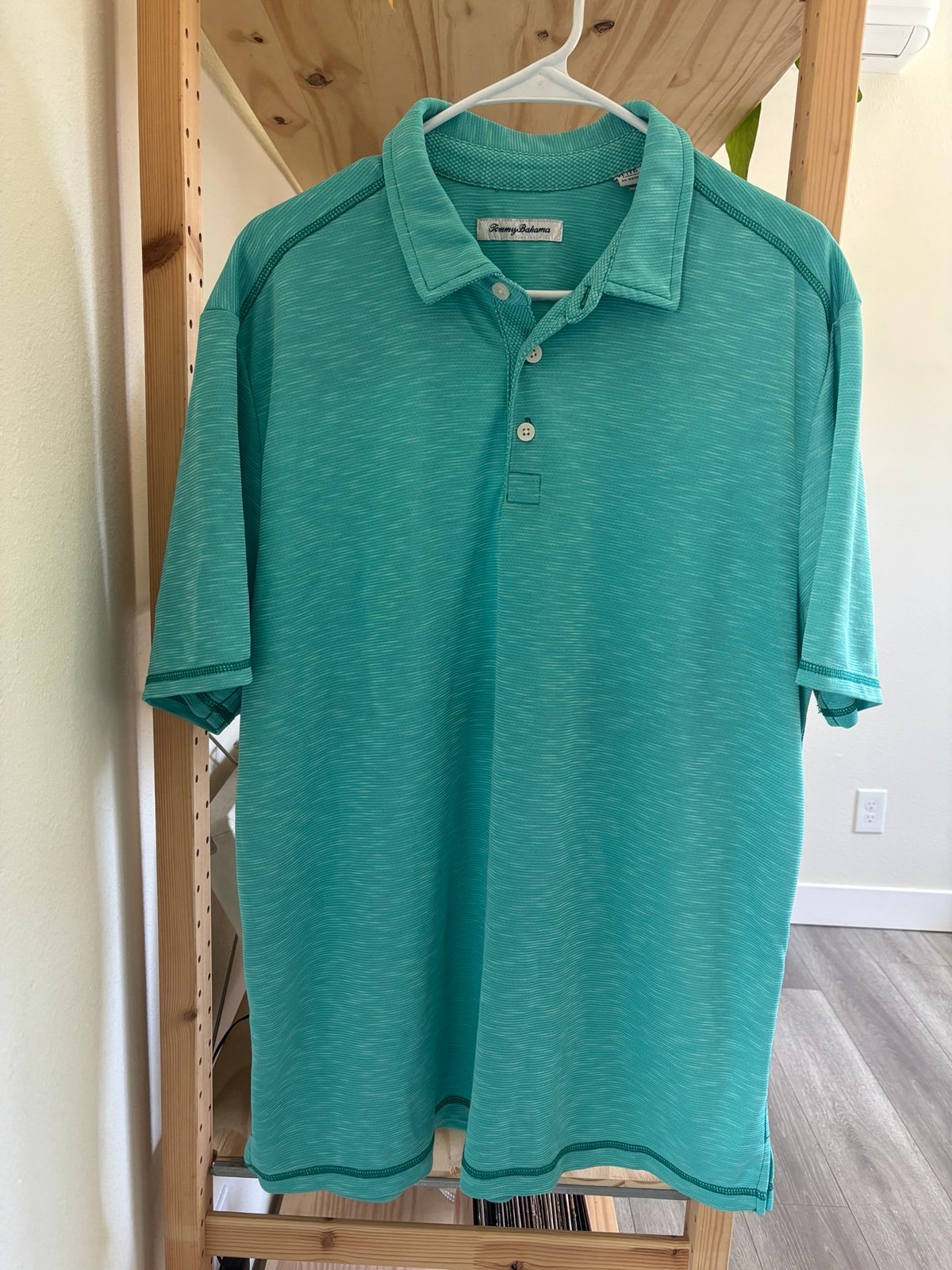 Rare HTF TOMMY BAHAMA 'Double Tempo' Spectator Jersey Polo Shirt, XL Mint Mojito