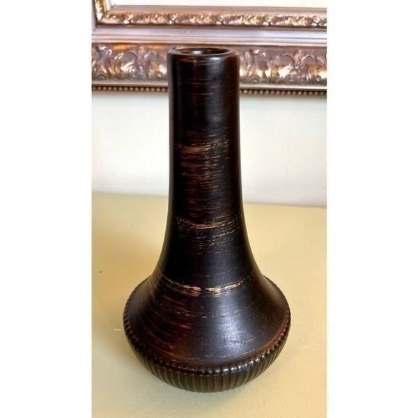 Vintage McCoy Tabletop Standing Brown Swirl Vase Decor Made in USA