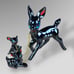 Mid Century Black Deer Fawns Chain White Spots Blue Eyes Sonsco Japan Redware