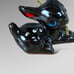 Mid Century Black Deer Fawns Chain White Spots Blue Eyes Sonsco Japan Redware
