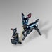 Mid Century Black Deer Fawns Chain White Spots Blue Eyes Sonsco Japan Redware