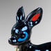 Mid Century Black Deer Fawns Chain White Spots Blue Eyes Sonsco Japan Redware