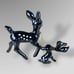 Mid Century Black Deer Fawns Chain White Spots Blue Eyes Sonsco Japan Redware