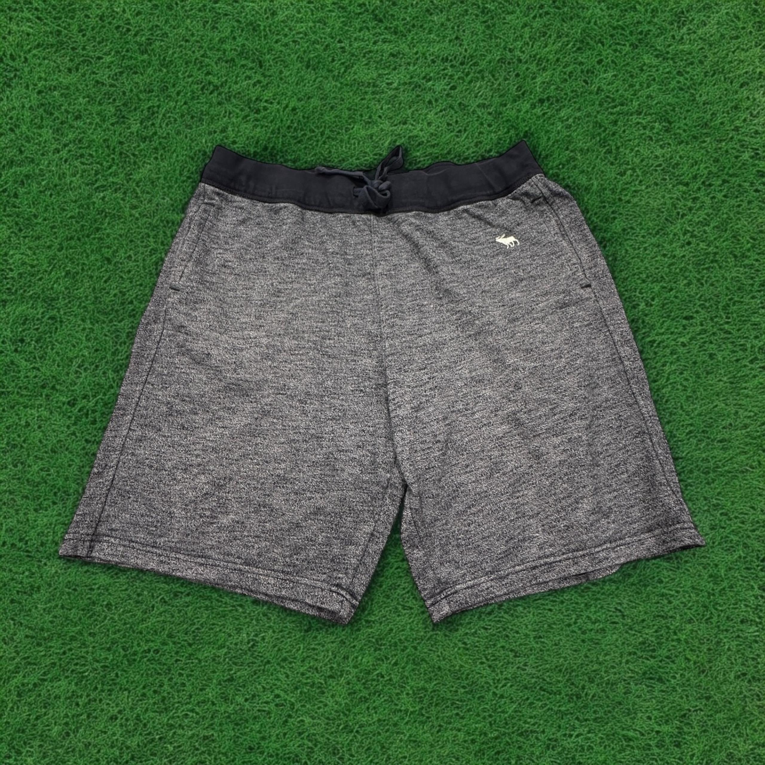 Abercrombie & Fitch Logo Soft Fleece Men's Size XL Gray Blk Sweat Lounge Shorts