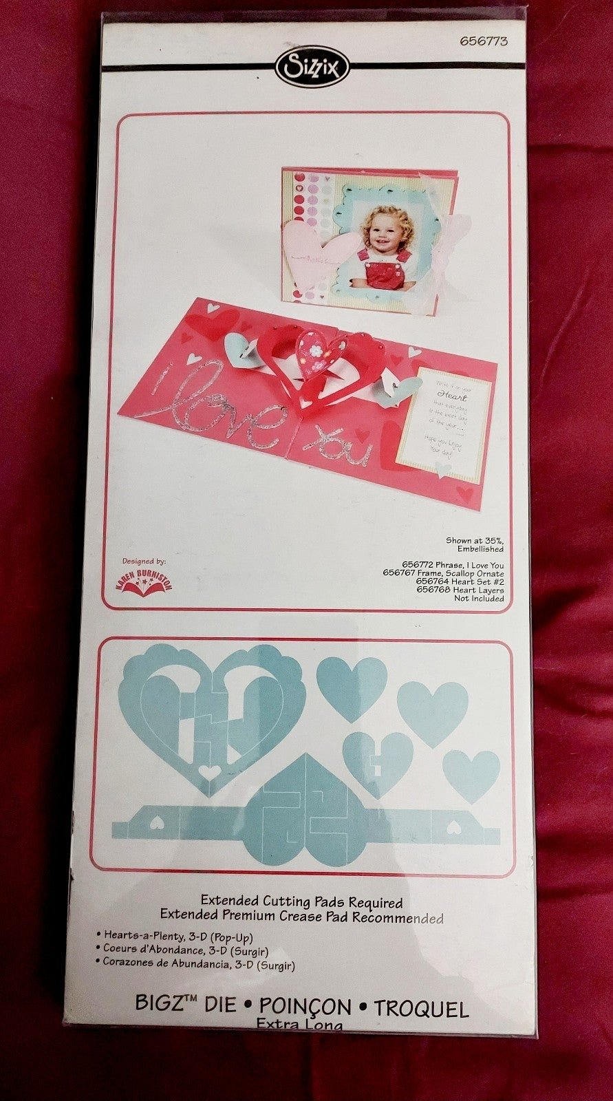 A+ Sizzix Bigz XL 3D Hearts-a-Plenty Pop-Up Die #656773