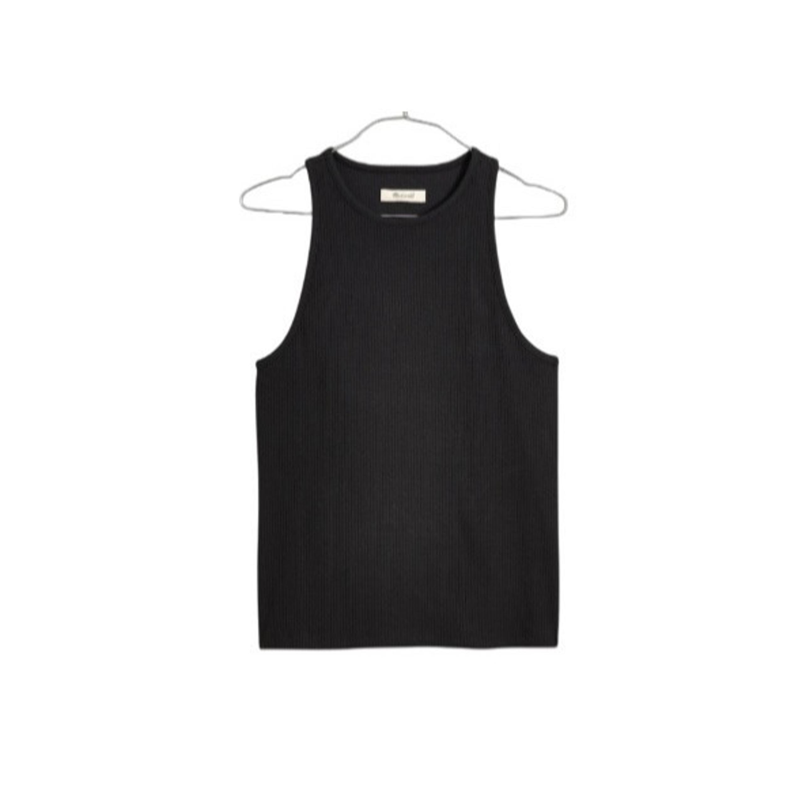 Madewell Womens Black Highneck Tank Top With Shelf Bra in Sleekhold Size S
