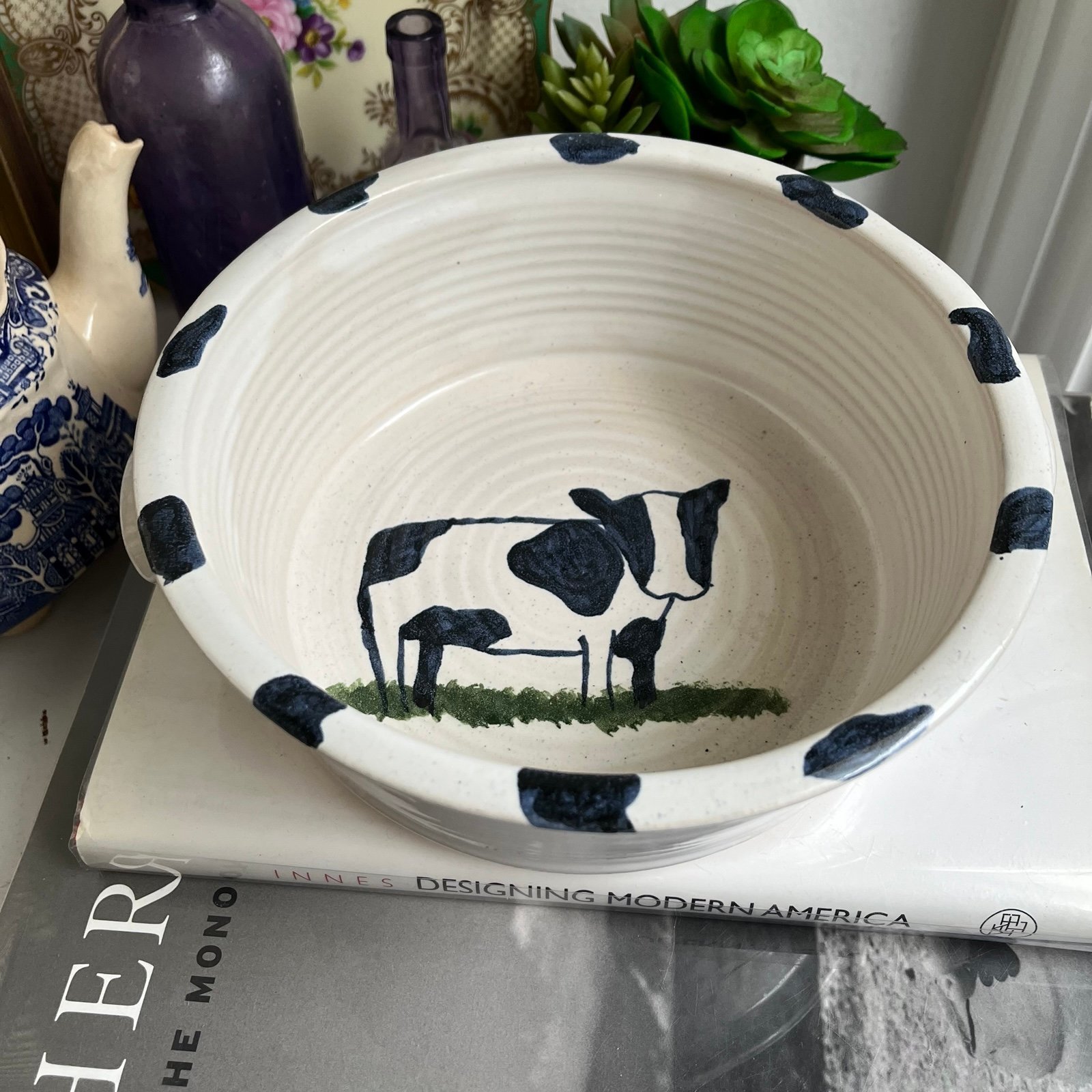 Nichols Pottery studio pottery cow bowl dish
