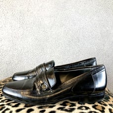 GIANFRANCO LATTANZI High End Black Leather Slip On Loafer Shoes Size 6.5M 8.5W