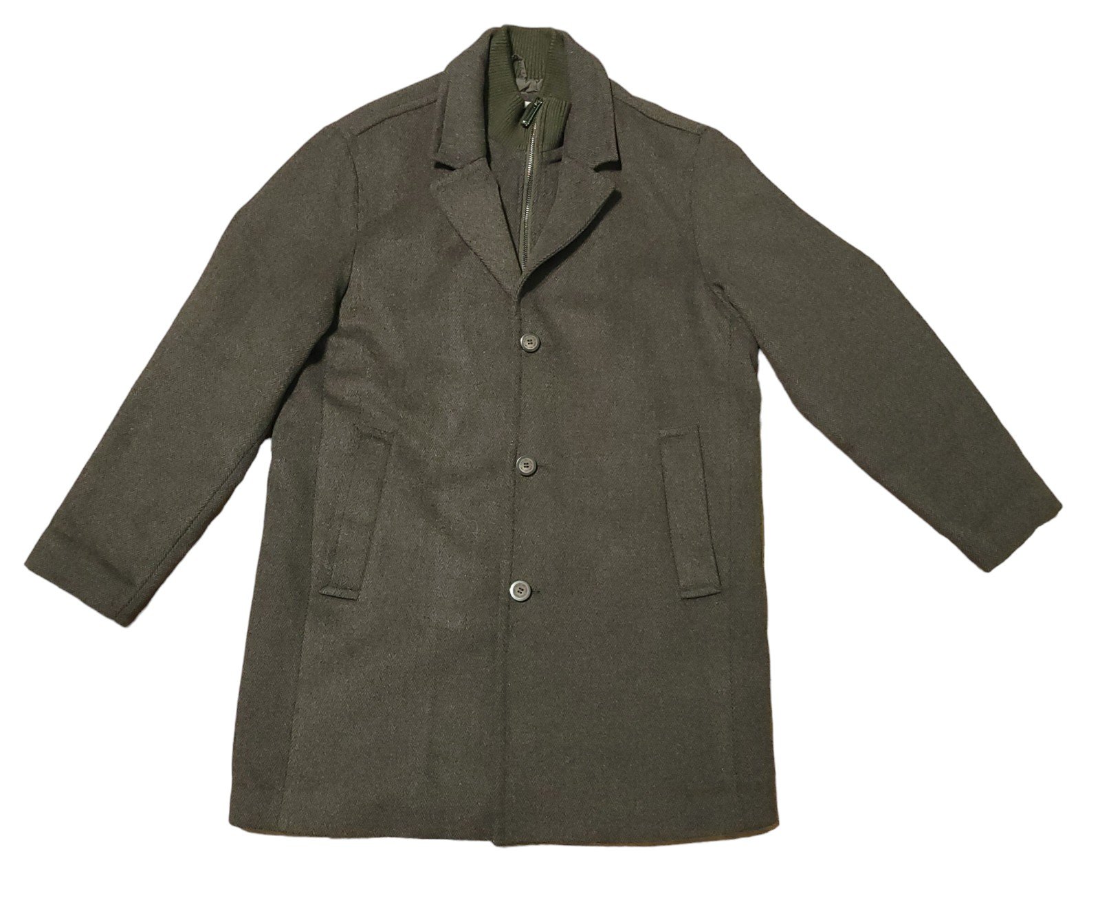 Mark New York Men's Size XL Wool Blend Coat Layer Front Brown Full Zip Buttons