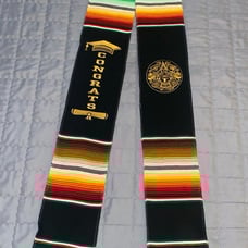 Graduation sash serape with embroidery Aztec calendar