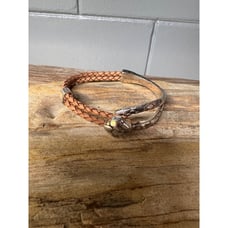 Brighton Braided Leather & Silver Snake Motif Bracelet