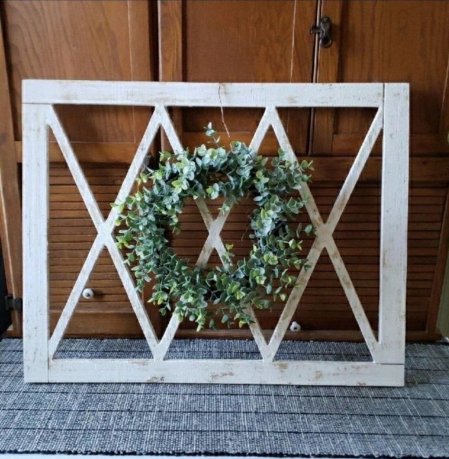 Farmhouse Rustic Wooden XLarge Frame & Lush Eucalyptus Wreath