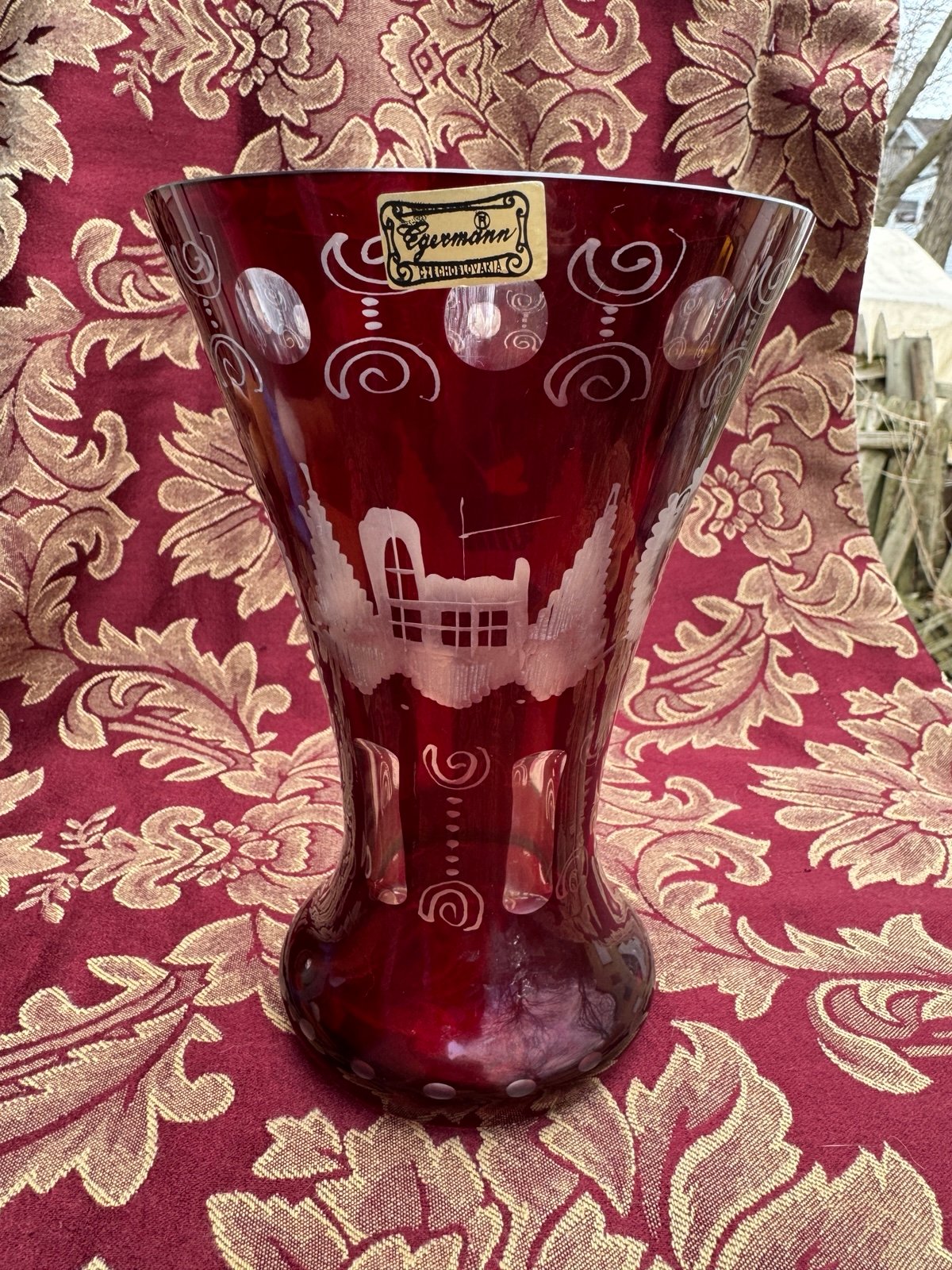 Vintage Egermann Red Bohemian Vase