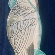 Mid-Century Crain Pottery Wall Hanging Vase 13” t x 5” w