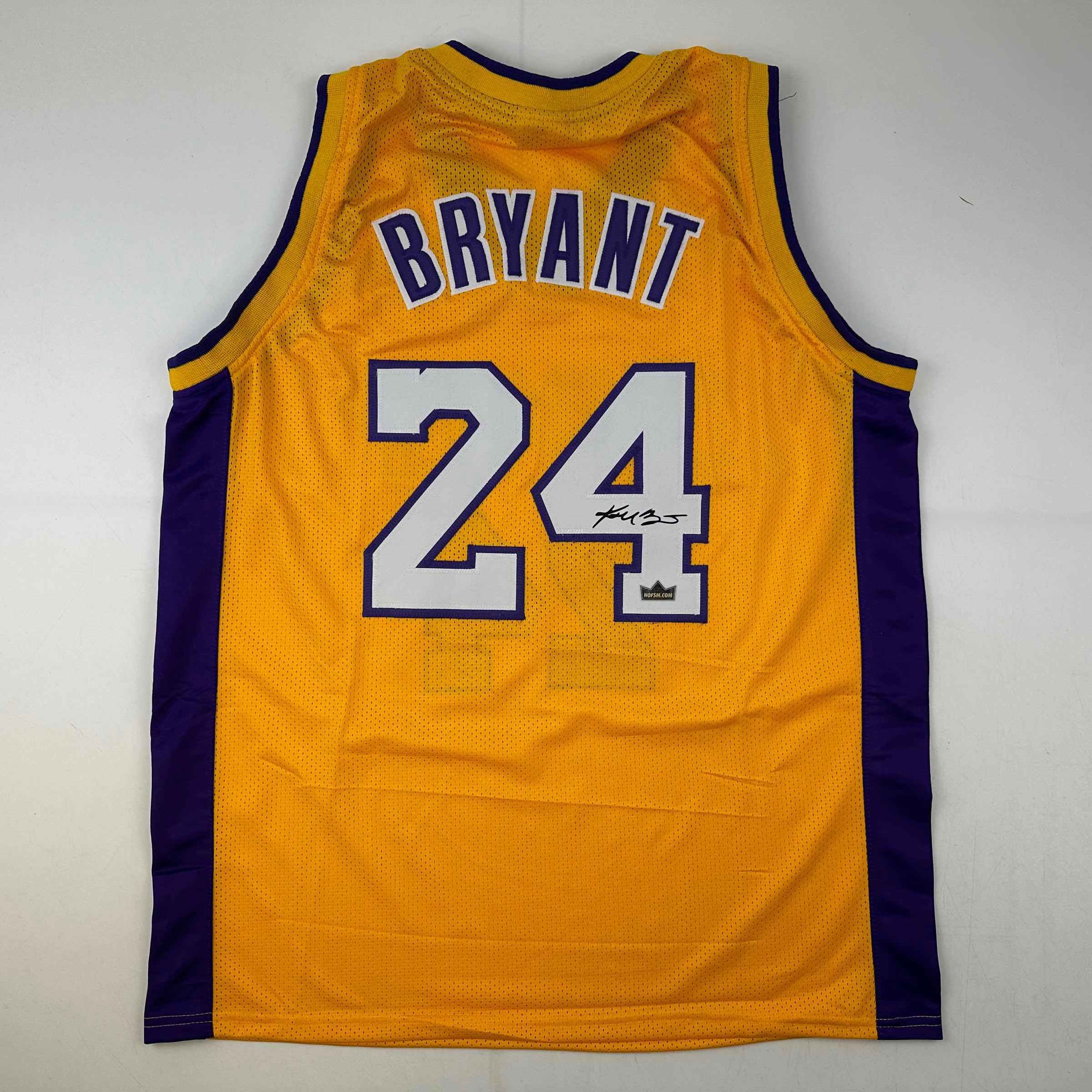 Facsimile Autographed Kobe Bryant #24 Los Angeles LA Yellow Auto Jersey Size M