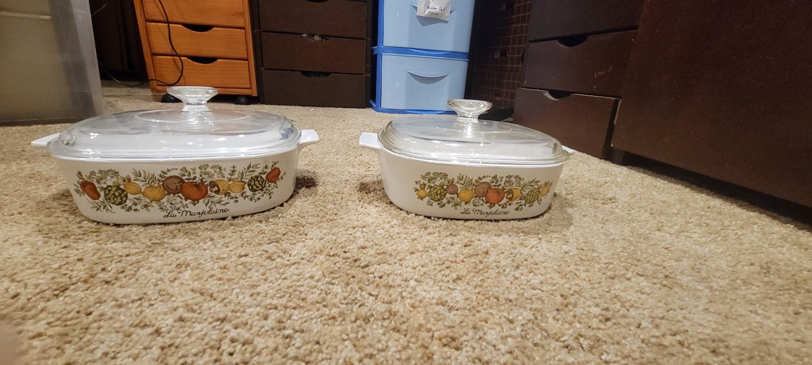 Lot of 2 Vintage Corning Ware La Marjolaine Spice of Life 2 QT casserole dishes