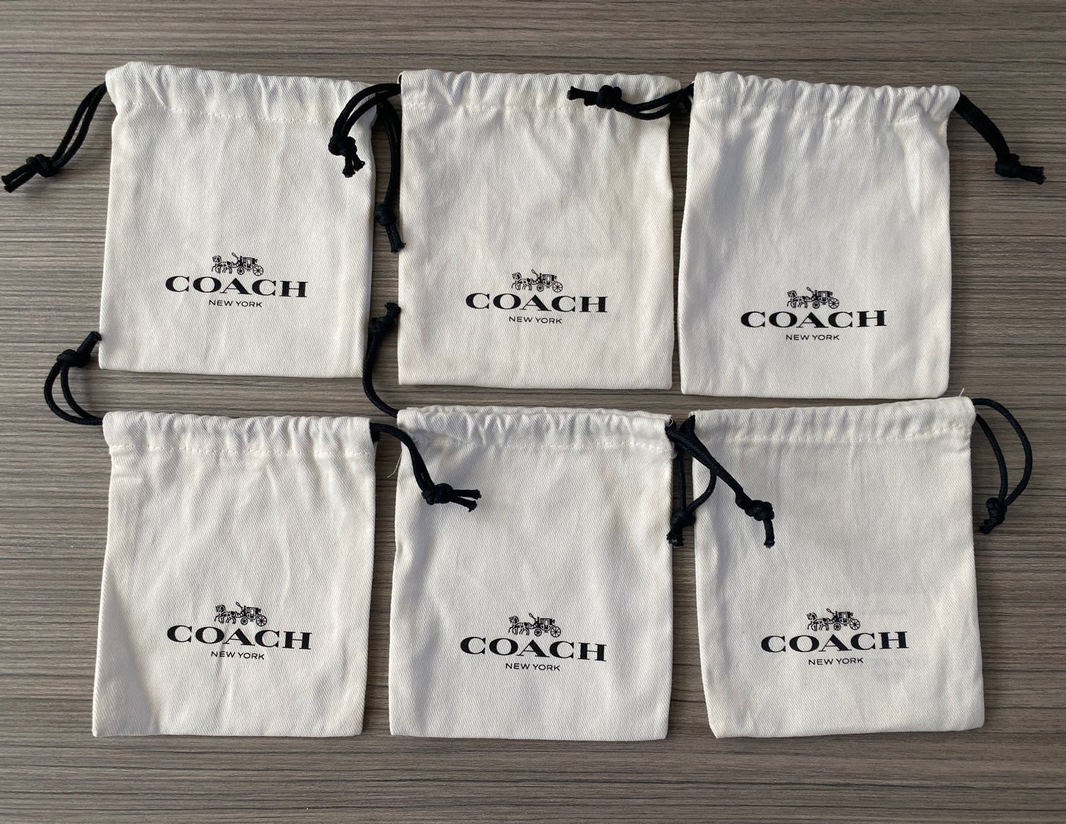 PRICE FIRM - Lot of 6 Coach Cotton Drawstring Dust Bags