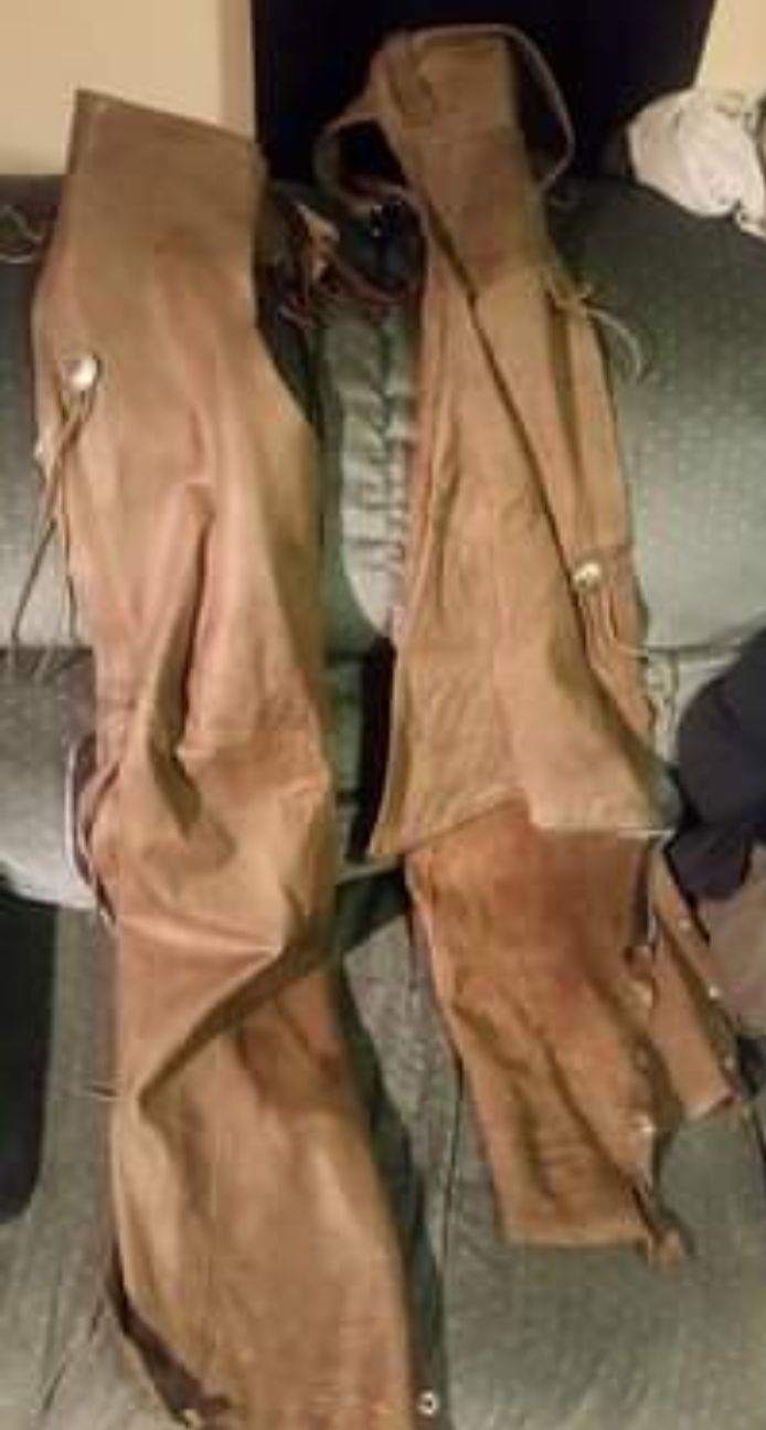 Brown leather chaps