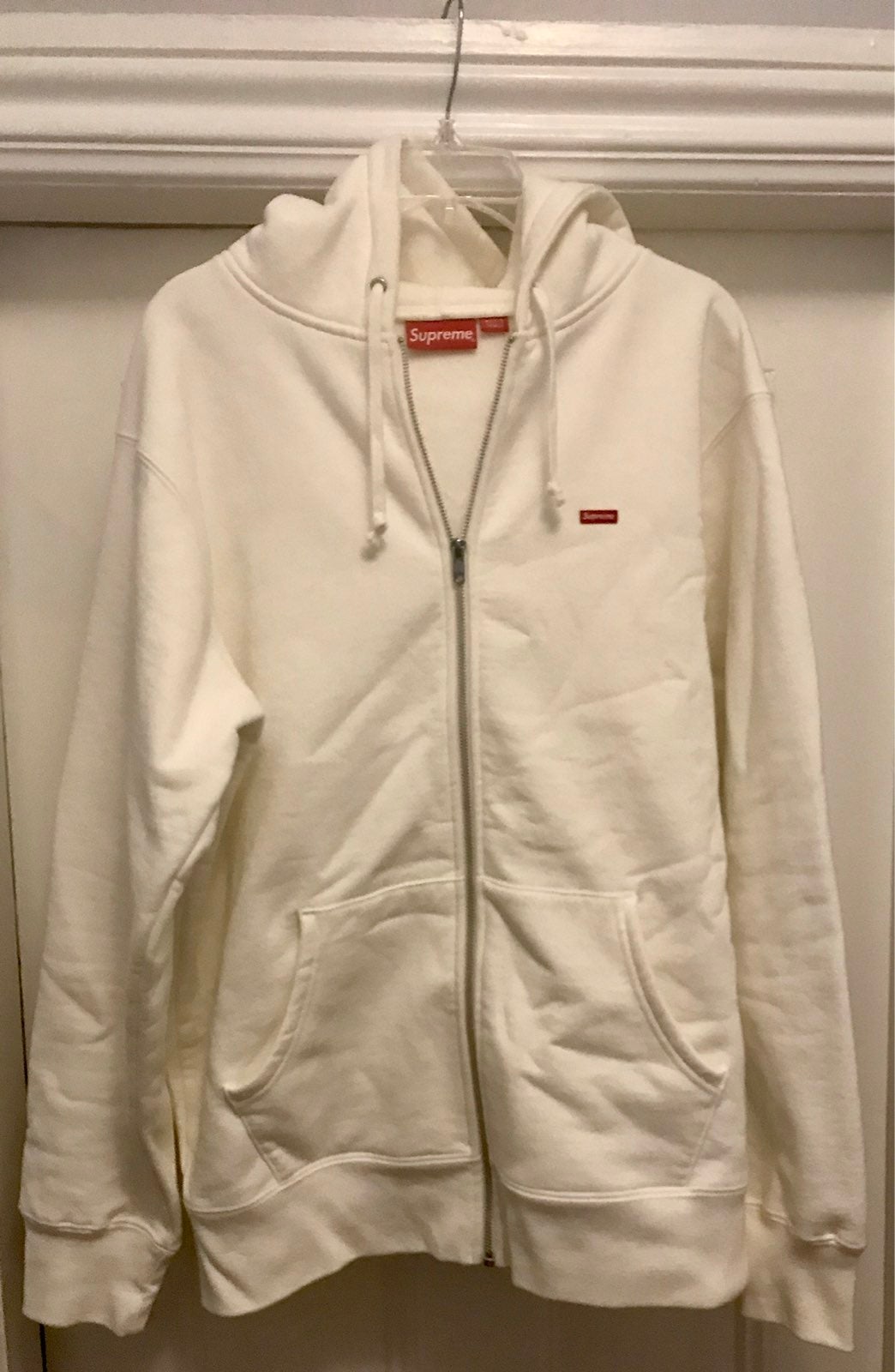 Authentic Supreme Small Box Logo Zip Up Hoodie white XL