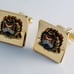 VINTAGE GOLD PLATED USA NATIONAL WAR COLLEGE SQUARE CUFF LINKS AND TIE CLIP NOS