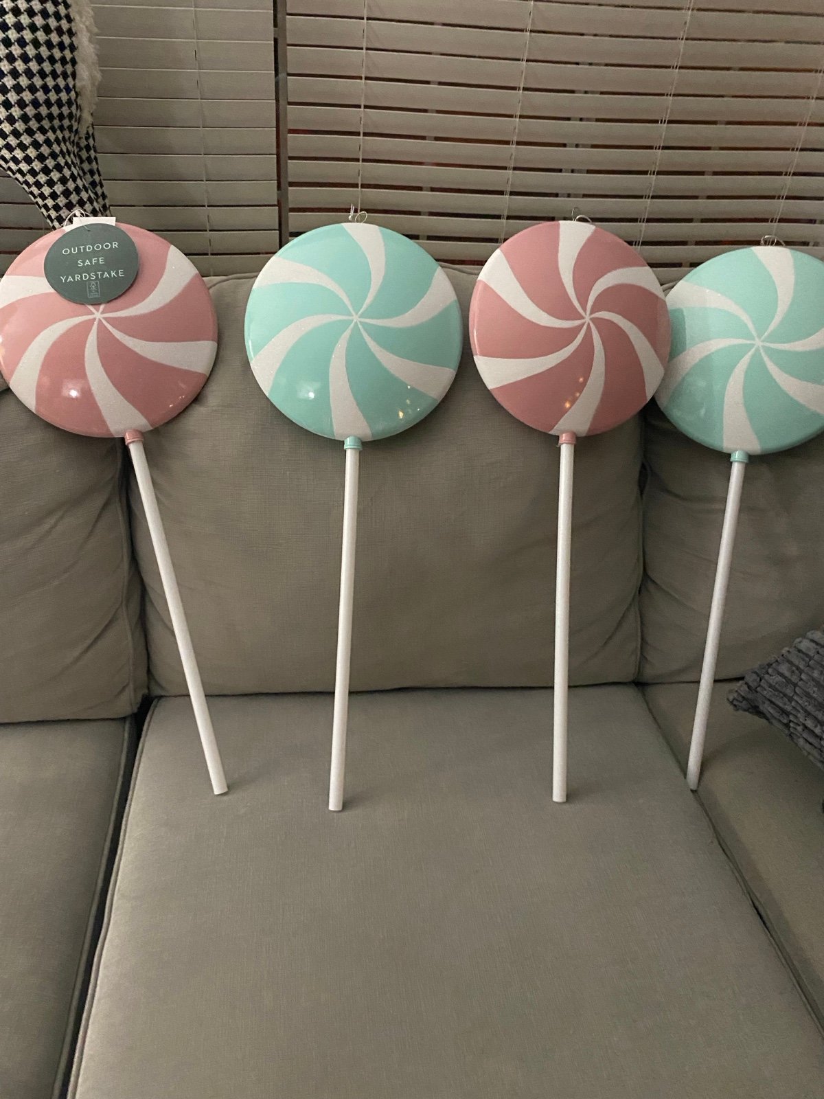 XL Pastel Swirl Lollipop Pink Christmas Ornaments Set of 4