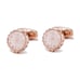 Elegant White and Gold Round Laser Engraved Floral Cufflinks