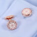 Elegant White and Gold Round Laser Engraved Floral Cufflinks