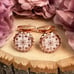 Elegant White and Gold Round Laser Engraved Floral Cufflinks