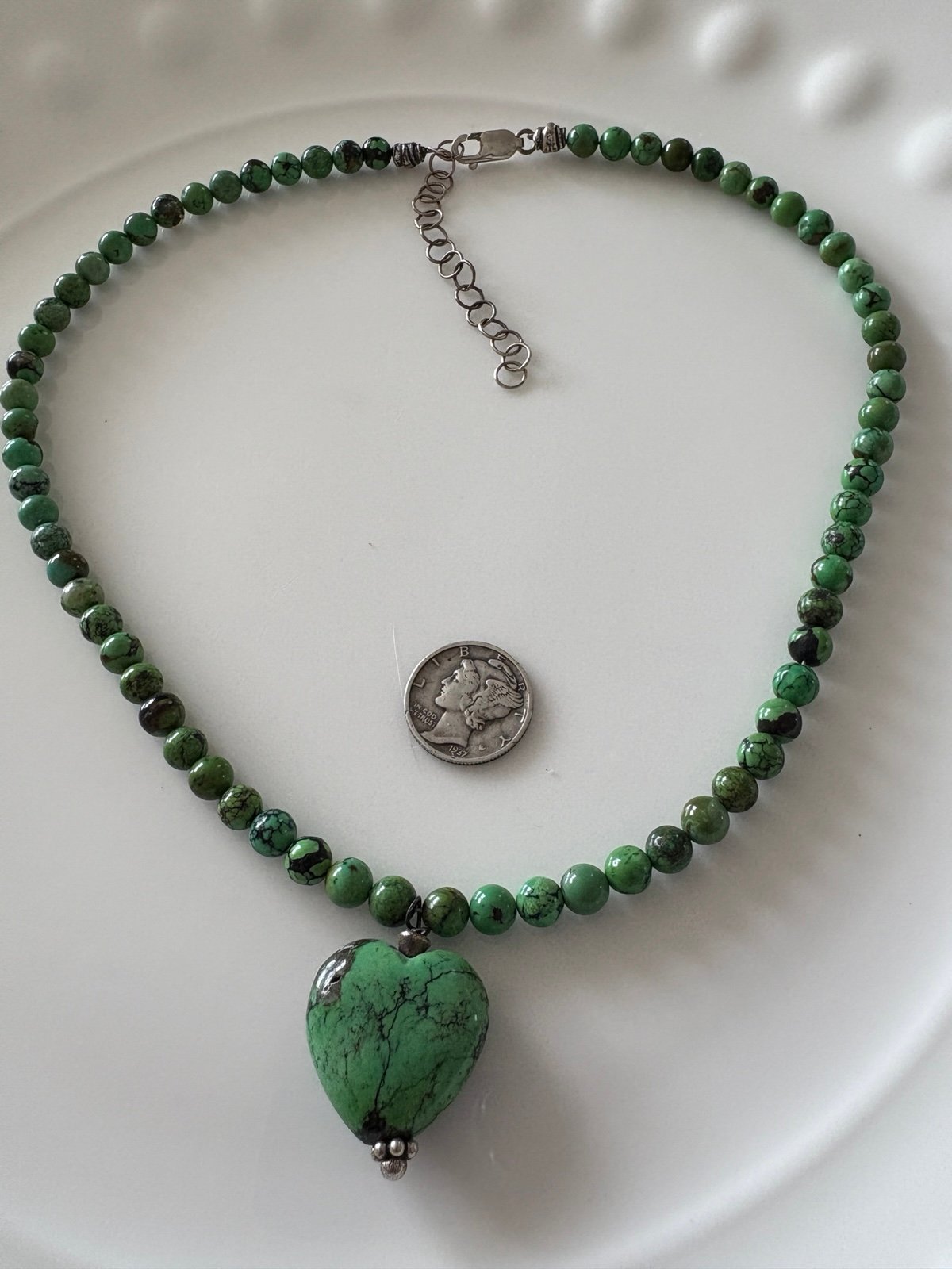 Sterling Green Turquoise Necklace