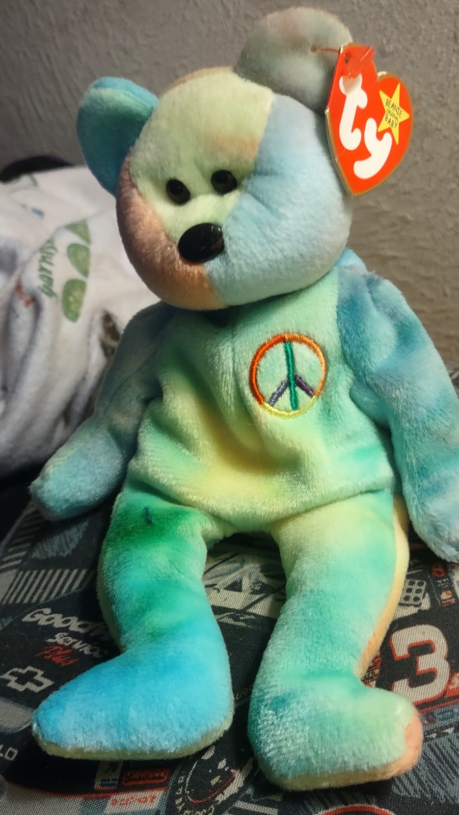 The Bear - RARE TY PEACE BEANIE!!!!!!