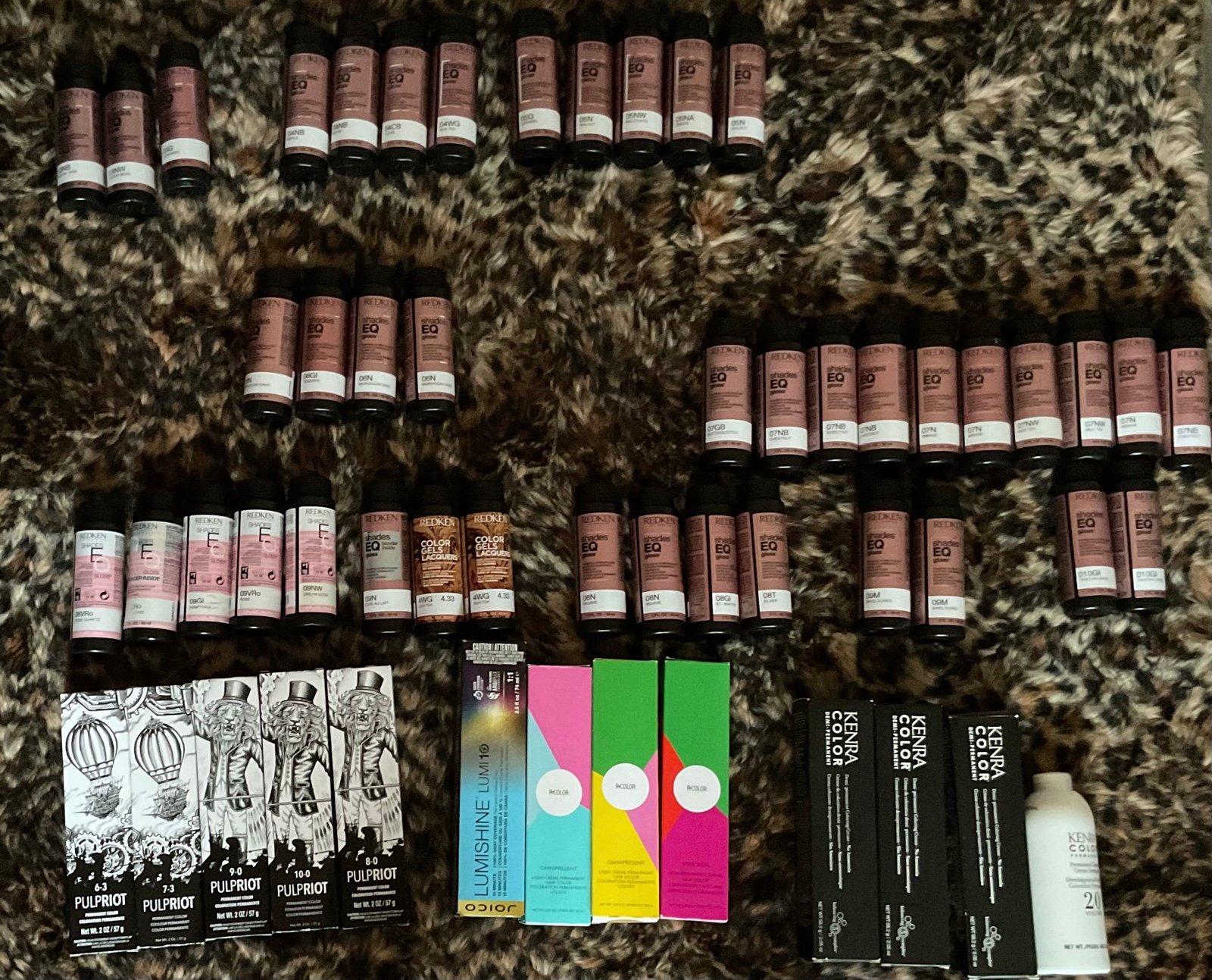 Assorted professional hair dye colors and brands. Redken EQ gloss and more