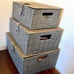 Set of 3 Woven Storage Basket Bin Wicker Hamper Stackable Box with Lid & Lock