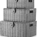 Set of 3 Woven Storage Basket Bin Wicker Hamper Stackable Box with Lid & Lock