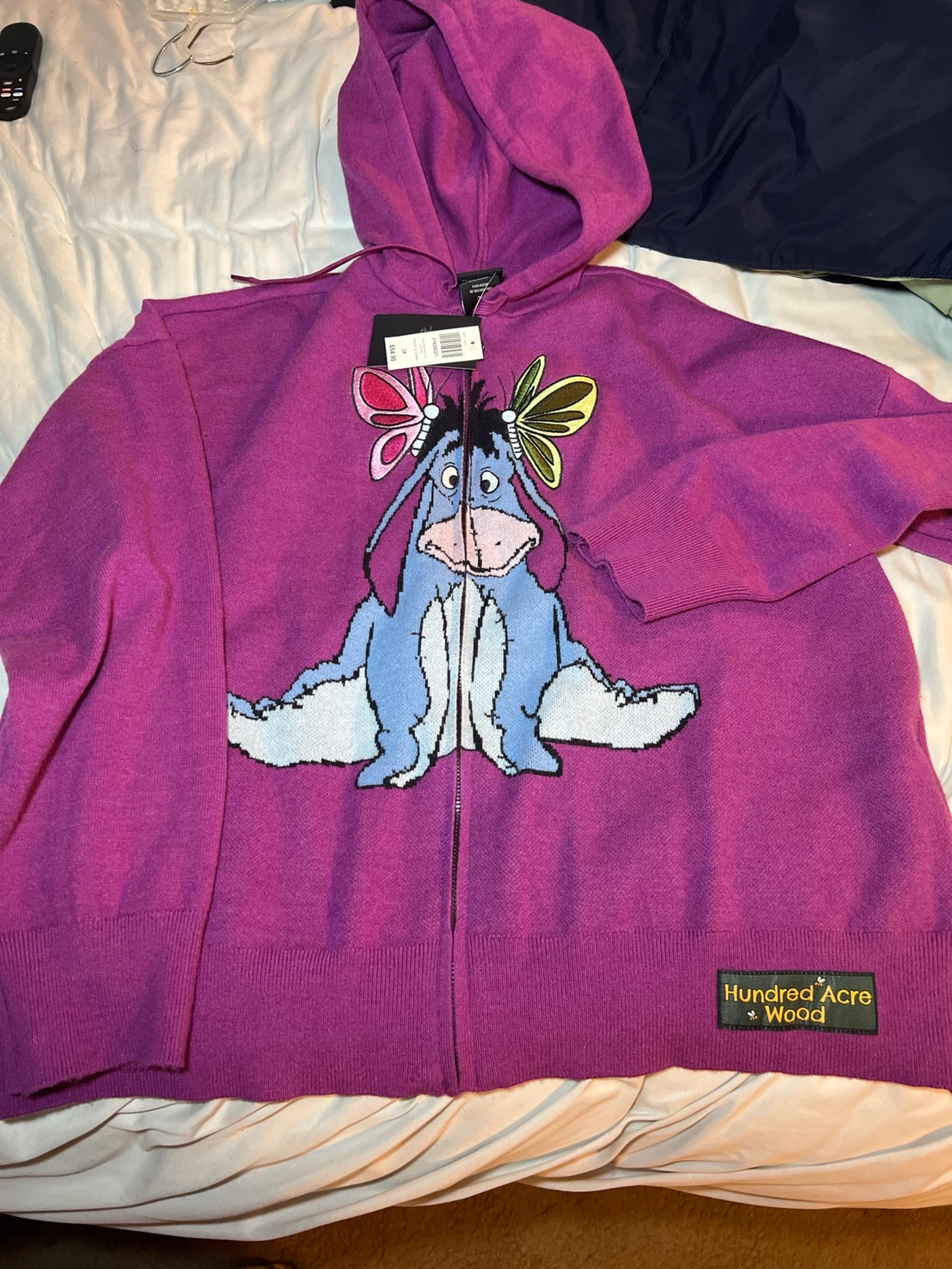 Disney Winnie the Pooh Eeyore Butterfly Women's Knit Zippered Hoodie - BoxLunch