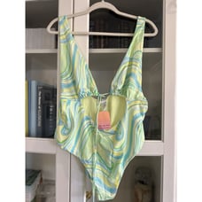 River Island Green Bright Strappy Wrapover Swimsuit size 14 NWT NEW