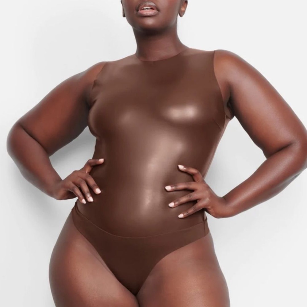 NWT Skims | Faux Leather High Neck Cocoa Bodysuit
