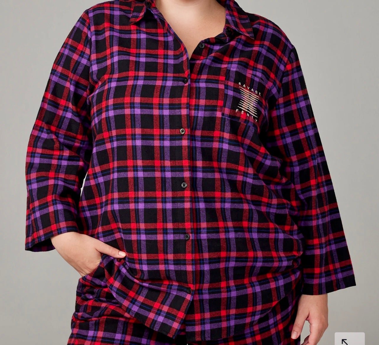 NWT Savage X Fenty Night Star Chaser Flannel Sleep Top and Pants Size 2X