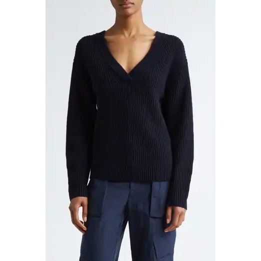 VINCE Shaker Rib-Knit navy Cashmere Sweater size L
