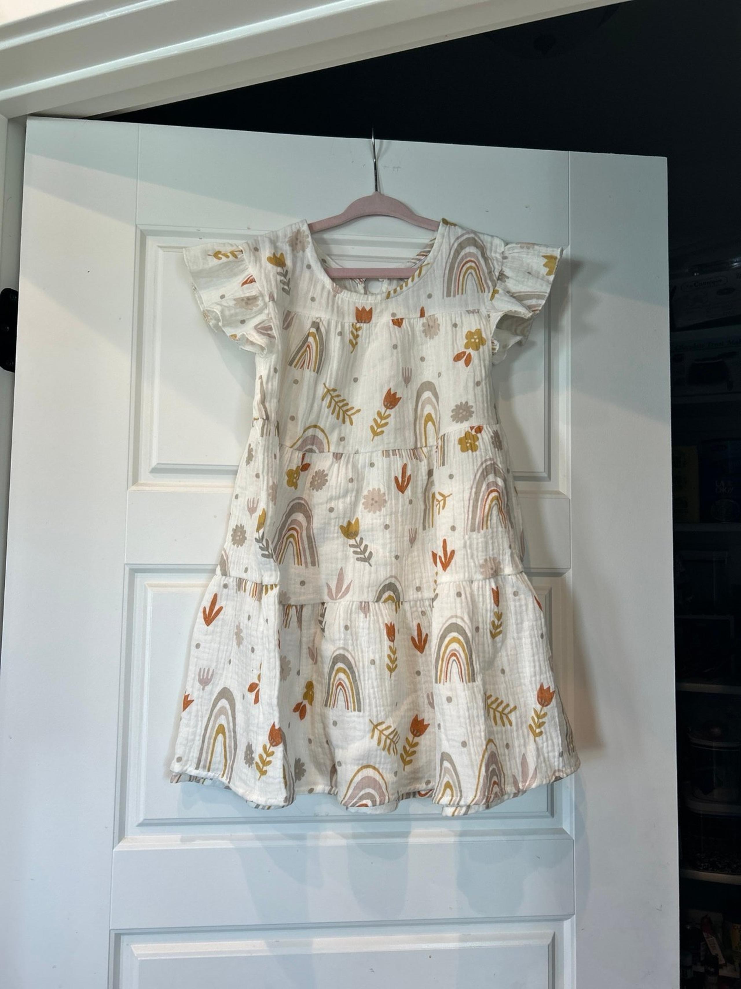 Dot dot smile boho rainbow dress flutter sleeve  -Size 3/4