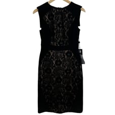 Adrianna Papell Lace Overlay Block Black Sleeveless Sheath Dress Size 4 NWT 140