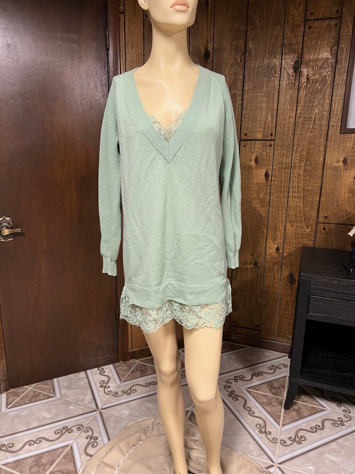 rmanno Scervino Green laced Cashmere Sweater