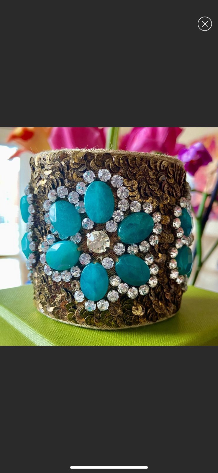 turquoise bejeweled cuff