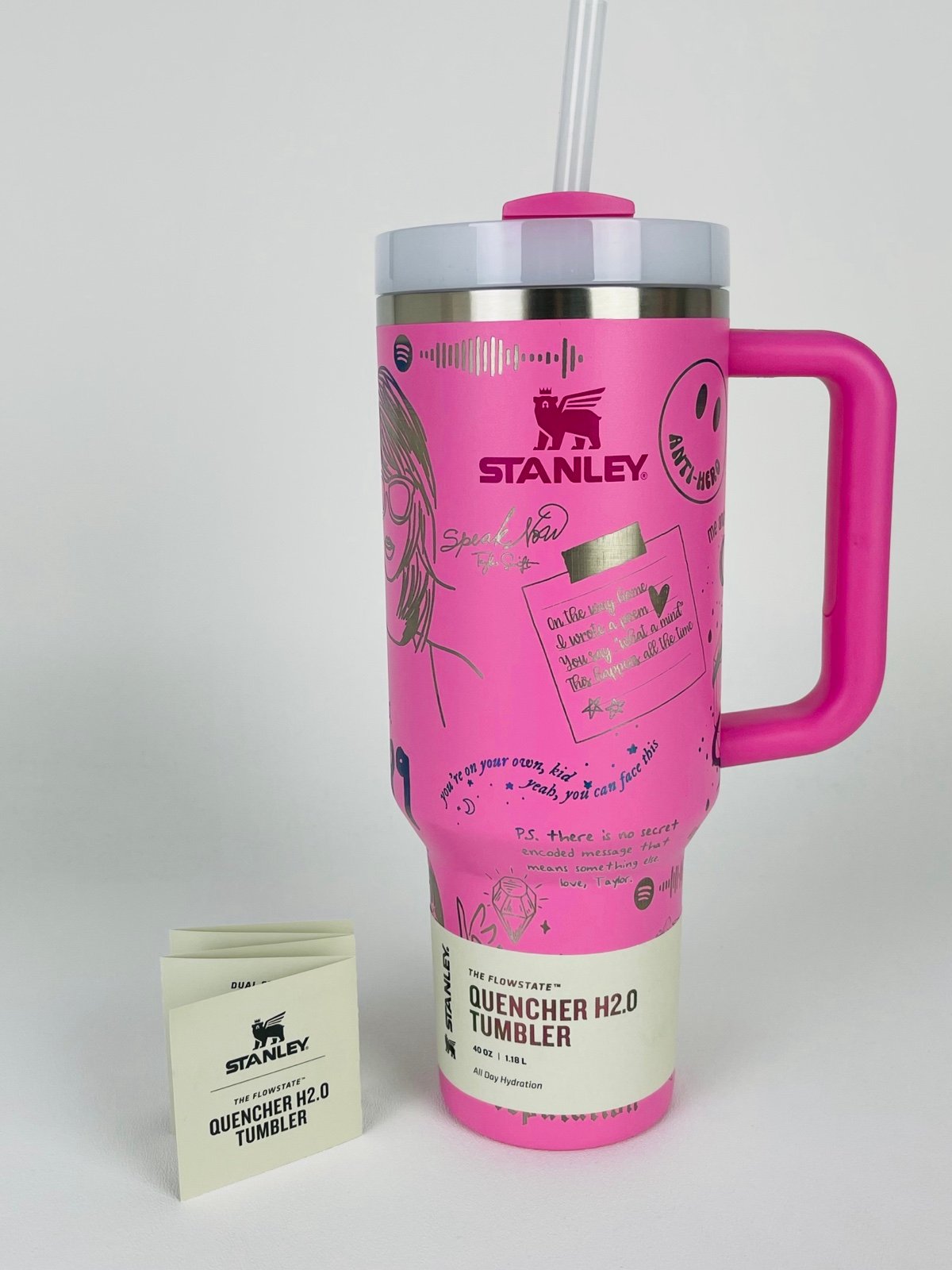 Stanley 40oz Tumbler Peony Swiftie Theme