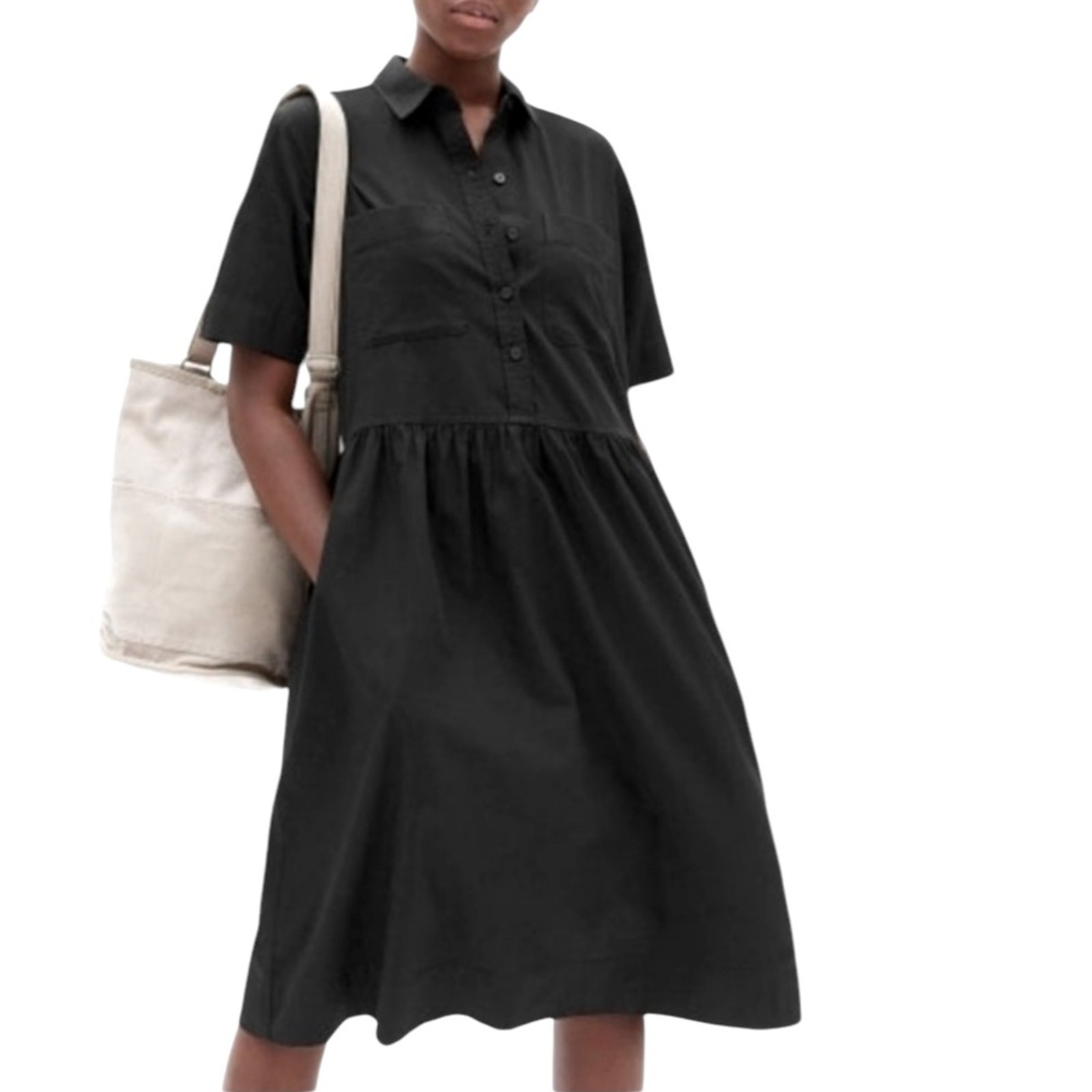 Everlane The Parklet Shirtdress Black, size 00