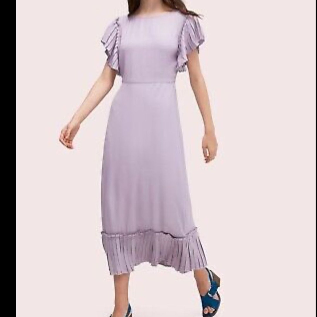 Kate Spade New York Pleat Trim Crepe Midi Dress Size 0 Preppy Wedding Guest