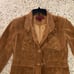 Margaret Godfrey Brown Suede Leather Floral Embroidered Coat Womens Size 6