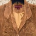 Margaret Godfrey Brown Suede Leather Floral Embroidered Coat Womens Size 6