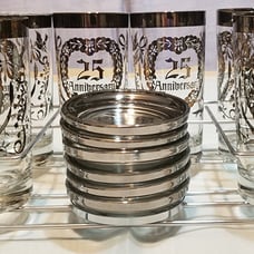 Vintage 25th Anniversary Bar Glasses